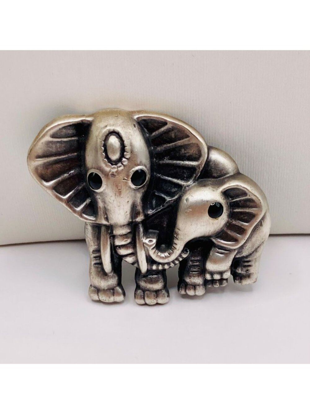 Elephant Mother & Baby Pewter Brooch Pin -4B